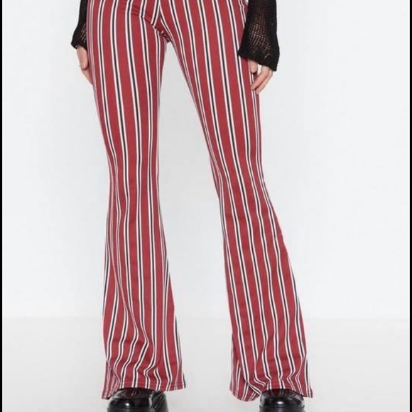 ⚡️NASTY GAL NWT⚡️ 70s Flare Stripe Rave Pants Sz 8 - Picture 3 of 4